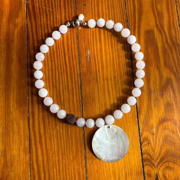 Handmade One of a Kind Pink/Mother of Pearl necklace - Picture 1 of 6